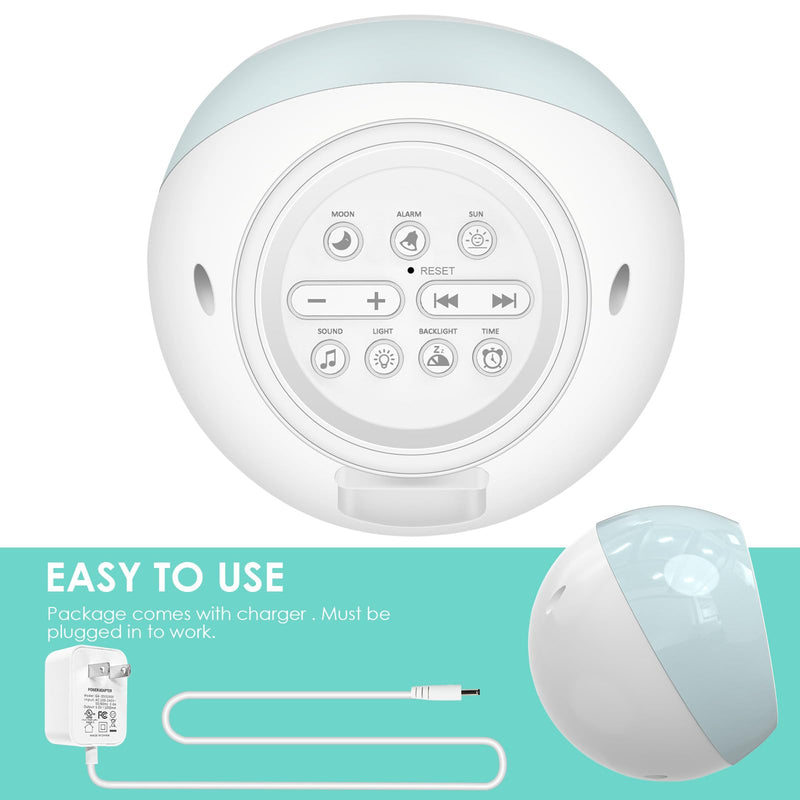 I·CODE Time to Wake Alarm Clock for Kids, Children's Sleep Trainer, Kids Wake Up Light, Sleep Sound Machine, Ideal Gift for Toddlers White