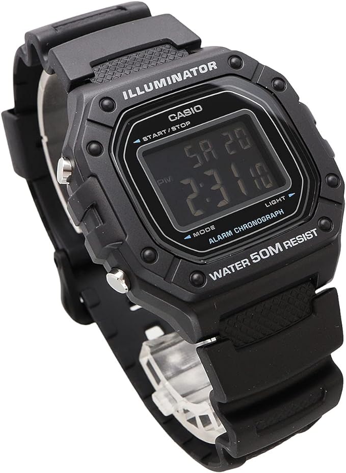 Casio W-218 Series Standard Digital Wristwatch, Men's, Women's, Chippukashi, Overseas Model, Black Inverted LCD W-218H-1BV, Waterproof - NewNest Australia