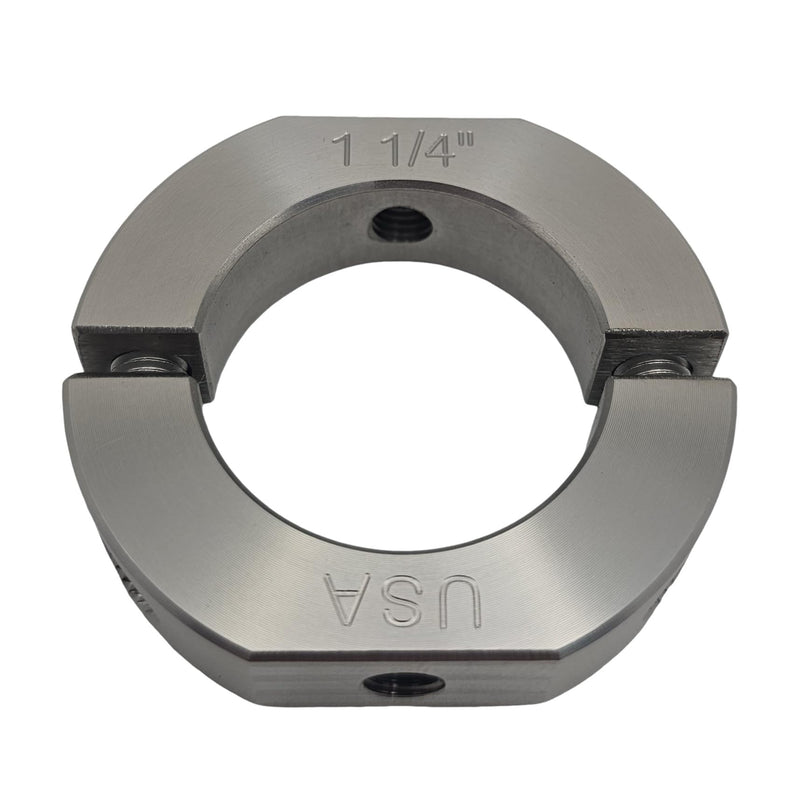 – 1.25" Bore Diameter – Mountable Clamping Two Piece Shaft Collar - 303 Stainless Steel (1 Pack)