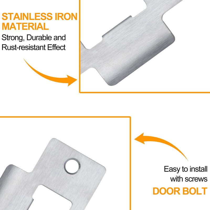12PCS Universal Door Strike Plate，Replacement Lock Strike Plate T Strike Deadbolt with Screw，Stainless Steel Deadbolt Covers Door Reinforcement Kit for Interior Exterior Door Use(Silver) 12