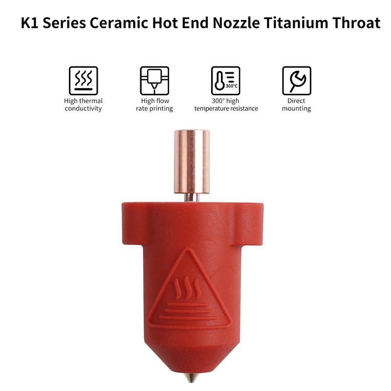 3D Printer Accessories K1 Max Ceramic Heating Block Hotend Kit Replacement: 0.4mm Nozzle Thermistor Titanium Alloy Throat High-Speed Print Head with Silicone Sock for K1 1.75mm Filament
