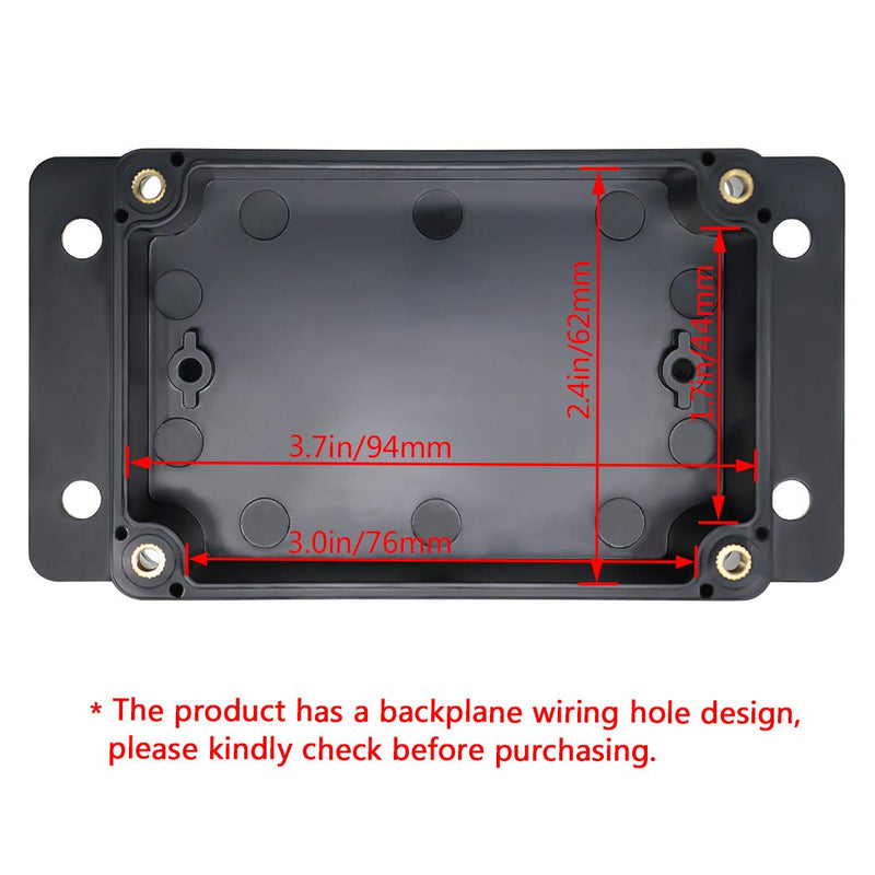 Junction Box Waterproof Dustproof IP65 ABS Plastic Universal Electric Project Enclosure Black with Fixed Ear 3.93"x2.68"x1.97"(100 x 68 x 50 mm) 3.93"x2.68"x1.97"