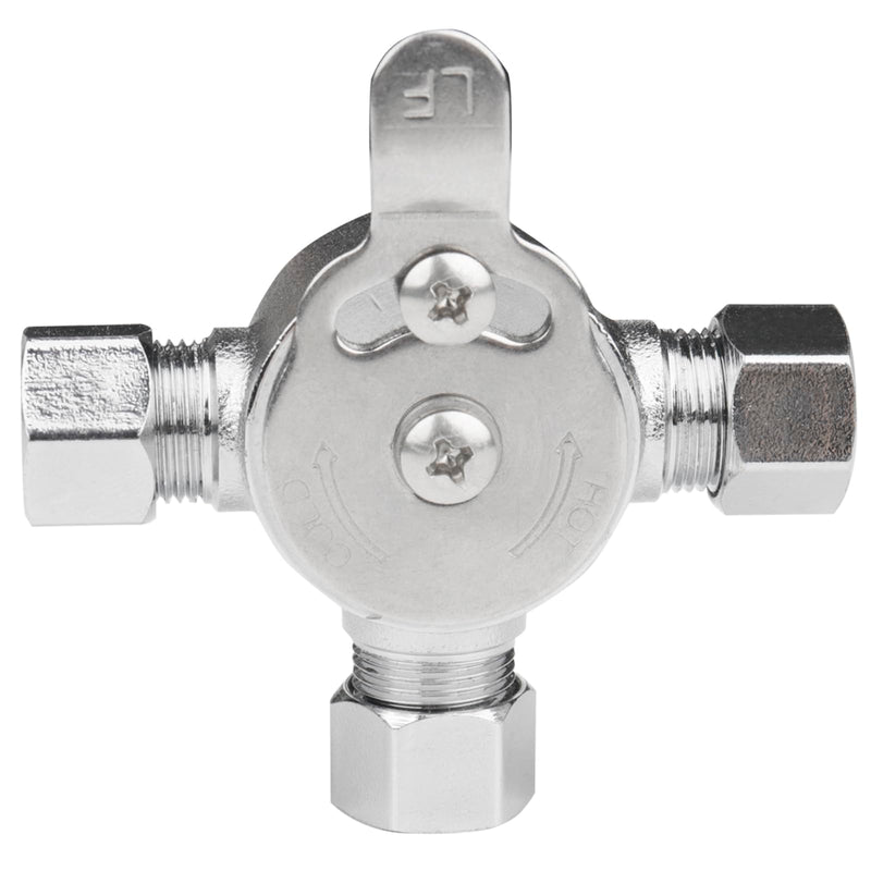 WHK Water Mixing Valve Hot Cold Water Mixer, Inlets and Outlet is 3/8"Inch by Compression Connection on Sink to Adjust Water Tempture(Lead-Free Brass)