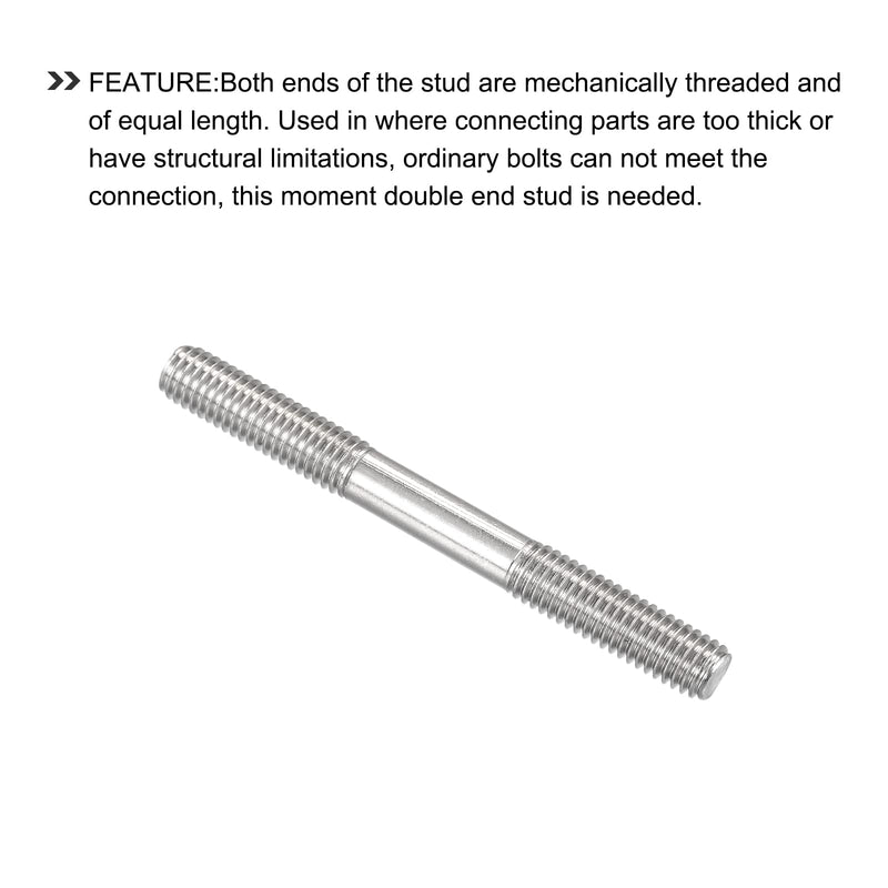 METALLIXITY Double Ended Stud Screws (M8 Thread 80mm Length) 5pcs, 304 Stainless Steel Dual Threaded Rod Bolts - for House Maintenance M8x80mm