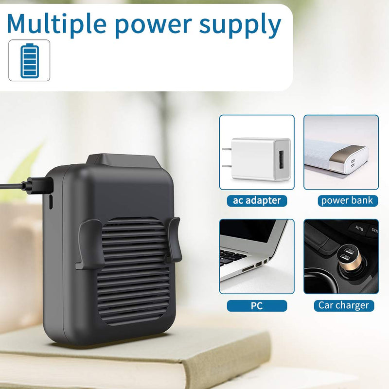 Koonie Portable Mini Waist Belt Fan Rechargeable, 23h Use Time, 5100RPM Strong Airflow with 3 Speed Levels, Hands-free Necklace Fan for Blue Collar, Weeding, Personal Under Shirt Cooling for Outdoor 6000mAh 23H