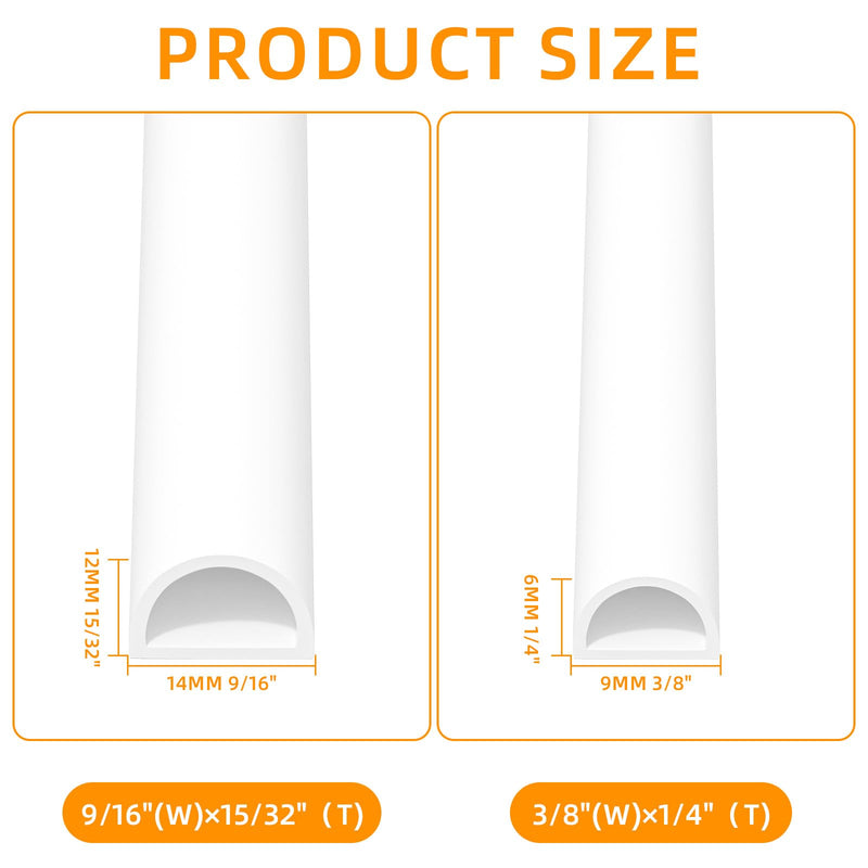 23FT Weather Stripping Door Seal, Self Adhesive Door Weather Stripping, Silicone Door Seal Strip for Door Frame, D-Shaped Door Insulation Strip, for Door & Window (White, 3/8"(W)×1/4"（T) ×23ft(L) White 3/8"(W)×1/4"（T) ×23ft(L)
