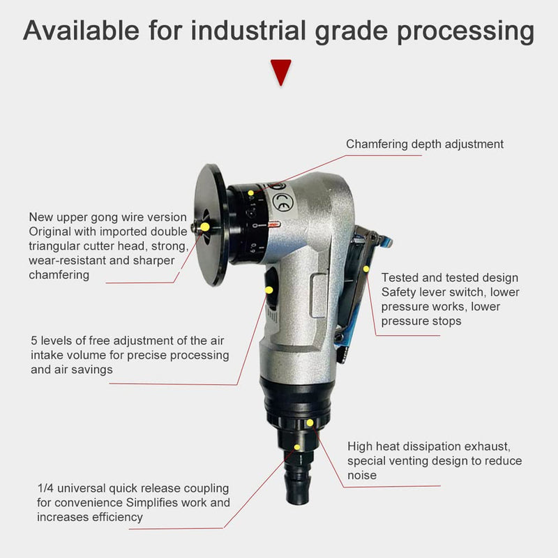 Weytoll Chamfer Tool, Pneumatic Chamfering Tool, Mini Chamfering Machine, Carpenter Chamfering Tool, Pneumatic Beveling Machine, Metal Wood Acrylic Deburring with 6pcs Blades and 4pcs Bearings