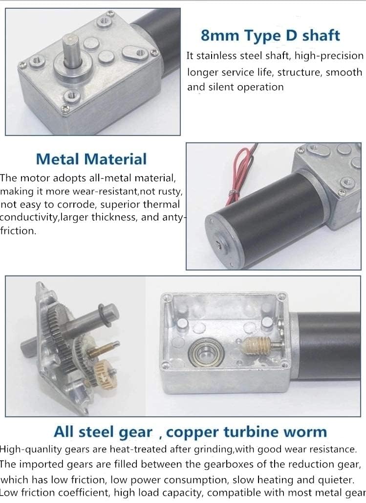 BRINGSMART 12V 16rpm DC Worm Gear Motor 70kg.cm High Torque Turbine Electric Gearbox Motor Self-Locking Reversed Mini Engine Geared Motor for DIY Robot Door Lock Curtain Machine (12V 16rpm) 1