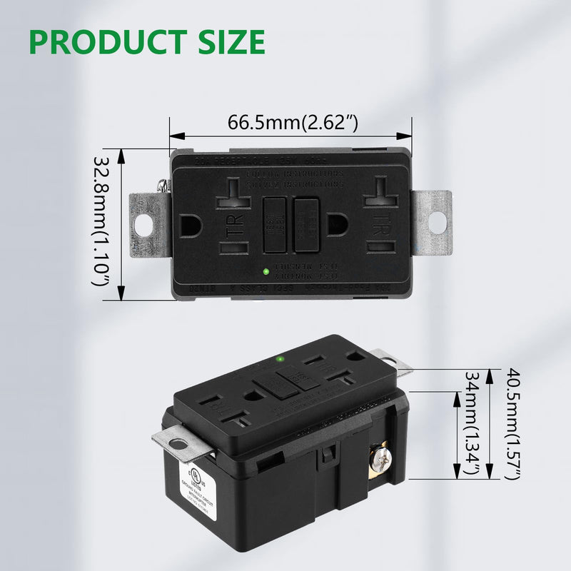 Generator GFCI Outlet,AC125V 20Amp 60Hz,Meet UL2018,Self-Test Industrial Grade for Industrial Generators and Other Machines,Black (1Pack) 1Pack
