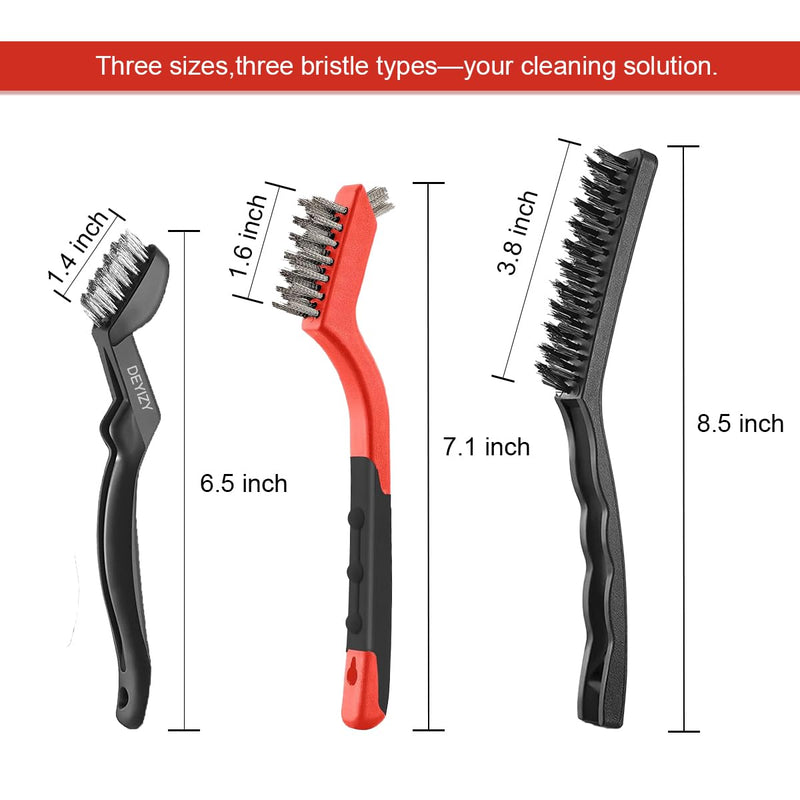 Wire Brush Set for Rust Cleaning - 9 Pcs Including Steel, Brass & Nylon Brushes - Ideal for Rust Removal, Dirt & Paint Scrubbing with Deep Cleaning - Small Wire Brush for Versatile Use 9PCS