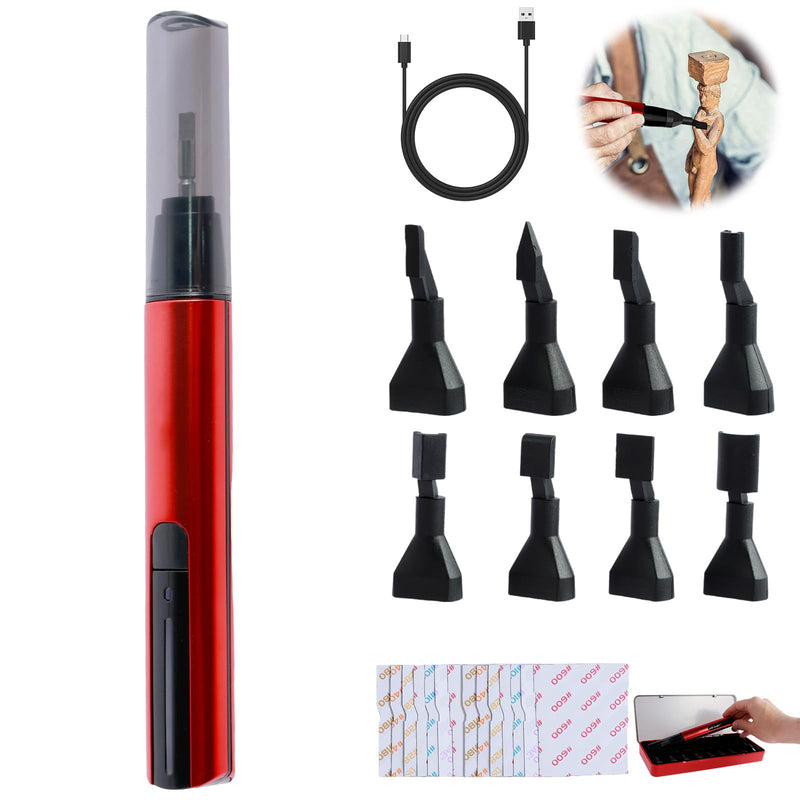 Mini Reciprocating Sander Set Portable Electric Sanding Pen USB Rechargeable Mini Sander with Overload Protection 3 Gears Adjustable Sanding Pen Polishing Machine for Grinding Polishing Surfa Gules
