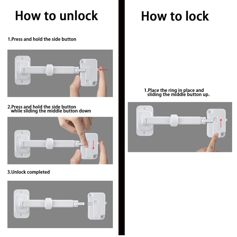 CMINGJ（3 Pack） Child Proof Window Restrictor, Adjustable Baby Safety Window Lock, Window Safety Locks for Toddlers & Pets, Easy to Install Suitable for Door, Washing Machine, Cat Door (White) 3 pack