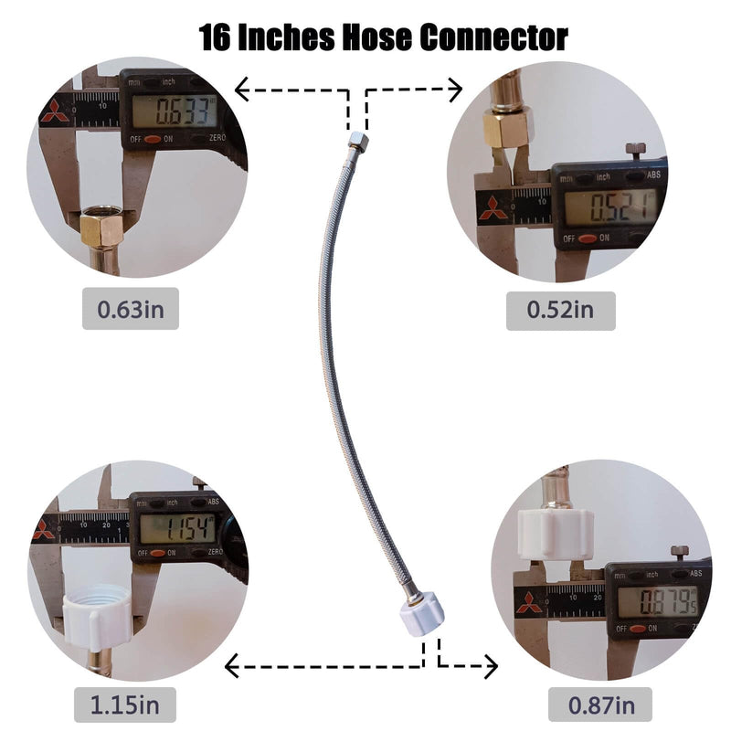 3/8 to 7/8 Toilet Supply Line, Stainless Steel Toilet Connector Hose 16 inch for Tank Toilet Supply Hose Extension replacement 16in