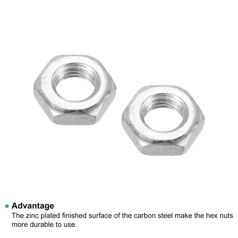 PATIKIL M7 x 1.0 Steel Hex Nuts, 30 Pack Metric Thread Zinc Plated Finished Hardware Nuts Screw Bolt Fasteners 4mm Height