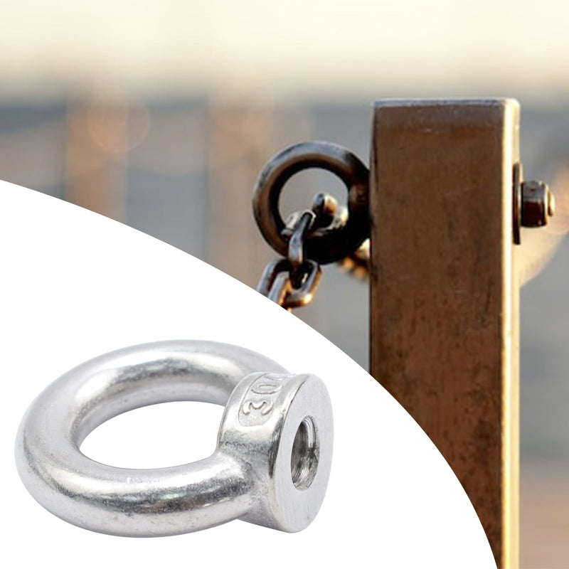 Antrader 10pcs 304 Stainless Steel Ring Shape M8 Lifting Eye Threaded Nut Silver