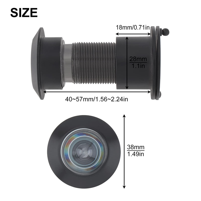 Door Viewer Peephole, Solid Brass 220-degree Peephole with 1-1/10" Drill Bit for 1-21/32" to 2-1/8" Doors, Peep Holes with Privacy Cover (Black) Black
