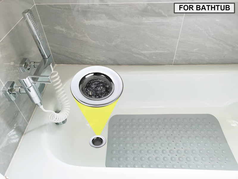 1.50" Bathtub Strainers, Bathroom Sink Strainers, Shower Drain Hair Catcher, Drain Strainer for Laundry, Mop Pool, Utility, Slop, RV Sink, Stainless Steel, Pack-2 1.50 inch