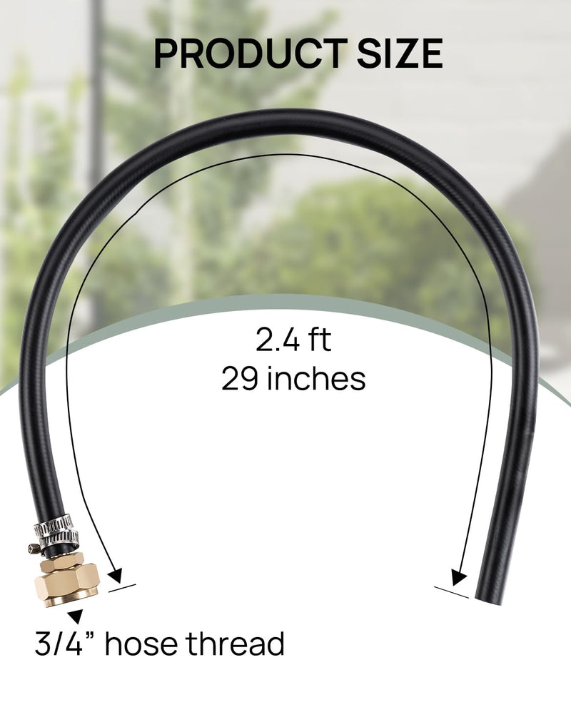 3/4" Thread Short Mop Sink Hose for Mop Sink Faucet, 2.4 ft (29 inches) Short Hose for Mop Sink, Short Garden Hose with Brass Adapter & Fixtures & Gasket, Leakproof and Durable 2.4ft (29 inch)