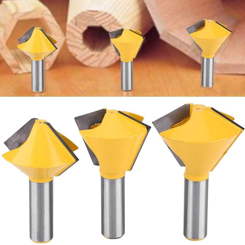 3pcs/Set Router Bit, 1/2" ShankBird's Mouth Glue Joint Woodworking Milling Cutter for Boxes Drawers Chests