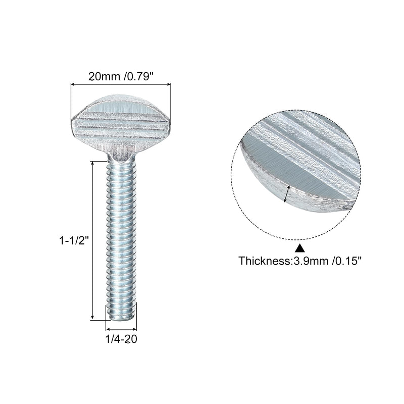uxcell 1/4-20 x 1-1/2" Thumb Screws, 10pcs Carbon Steel Fully Thread Galvanized Finger Tight Racket Screw 1/4-20 x 1-1/2" 10