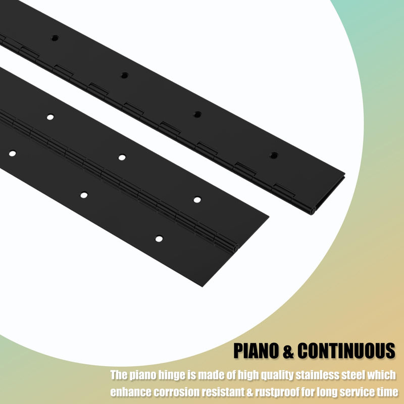 20Inch Black Continuous & Piano Hinges, 2PCS Heavy Duty Stainless Steel Piano Hinge with Hole, 0.05" Thickness/1.2" Open Width Folding Cabinet Door Butt Hinge 20 Inch