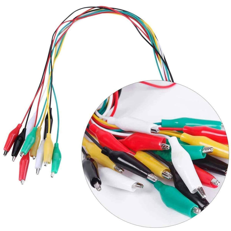 10 Pcs Alligator Clips Electrical with Wires, Preminum Crocodile Alligator Clips with Testing Probes Test Leads with Dual Ended Insulators Cable for Electric Circuit Connection, DIY School Experiments 10 PCS
