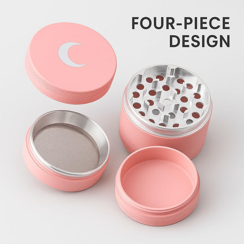Brando Moon Manual Matte Spice Kitchen Crusher – 2.5” Coffee Bean Crusher with Cleaning Scraper and Storage, for Camping and Outdoor Pink
