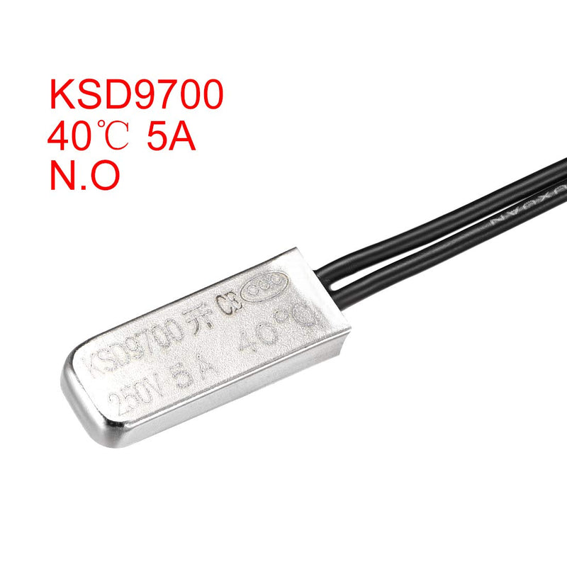 uxcell KSD9700 Thermostat, 40C Normally Open Temperature Switch Thermal Switch, N.O 5A Metal Temperature Controller 2pcs