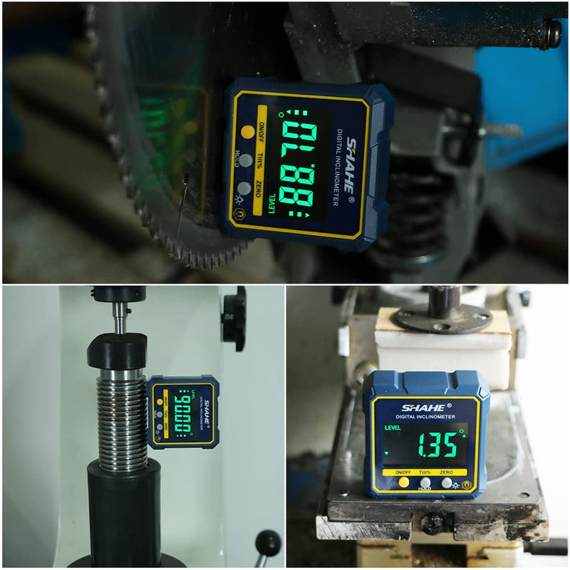 SHAHE Digital Angle Gauge Magnetic Protractor Inclinometer Level Angle Finder Angle Cube Level Box with Magnetic Base and Backlight Plastic
