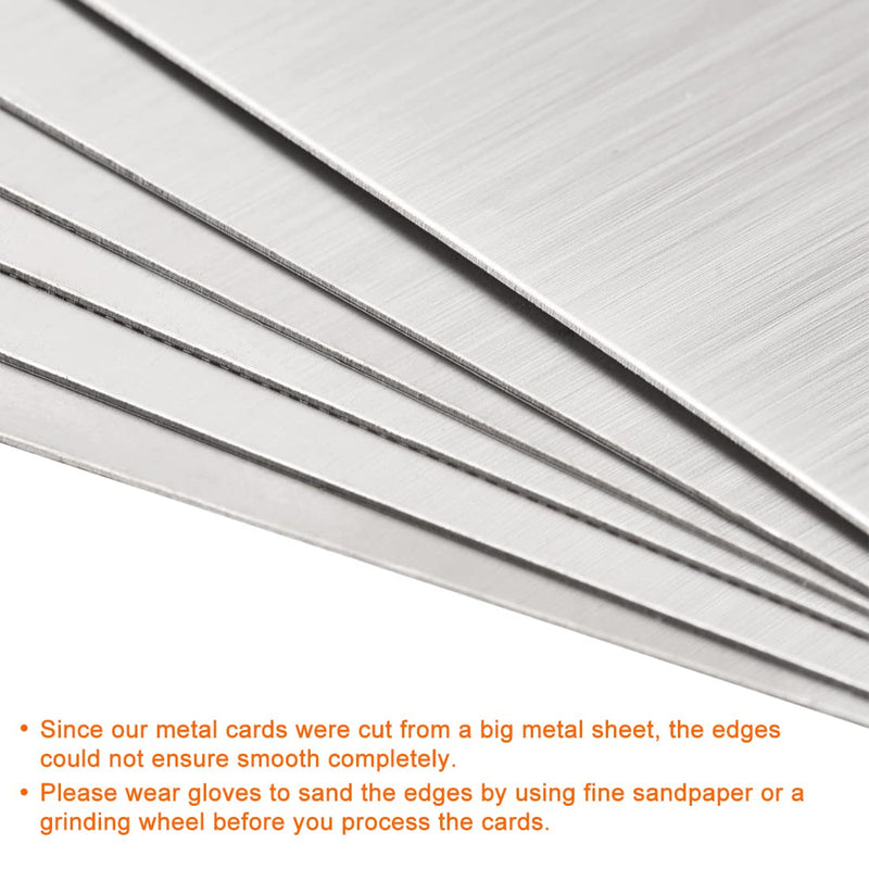 uxcell Blank Metal Card 88x53x0.4mm Brushed 201 Stainless Steel Plate for DIY Laser Printing Engraving Silver Tone 15 Pcs