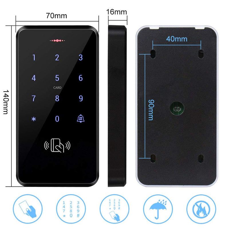 HFeng IP68 Waterproof Outdoor Door Access Control System Kit RFID Access Control Keypad Touch Panel + 180KG/350lbs Electric Magnetic Lock + Power Supply +10pcs Keyfobs