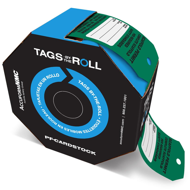 100 Scaffolding Tags by-The-Roll, Scaffold Permit - Complete Scaffold, US Made OSHA Compliant Scaffold Tags, Waterproof PF-Cardstock, Resists Tears, 6.25"x3", TAR713 100 Tags