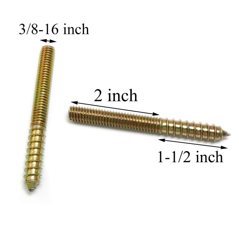 8pcs Self-Tapping Screw Hanger Bolts 3/8"-16 x 3-1/2" Hanger Bolts Double Headed Bolts for Furniture Wood Joint