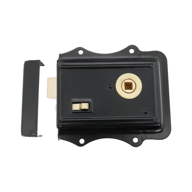 Infinity Decor Olde Victorian Rim Latch Lock snib in Black/Polished Brass Finish – Traditional Lock Security for Interior Bathroom Bedroom Door