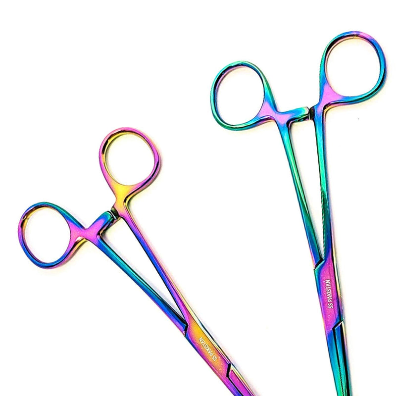 SURGICAL ONLINE Rainbow Hemostat Set - 5" Straight & Curved Mosquito Forceps - Stainless Steel, Locking Clamps for Medical, Fishing, Crafts & Hobby