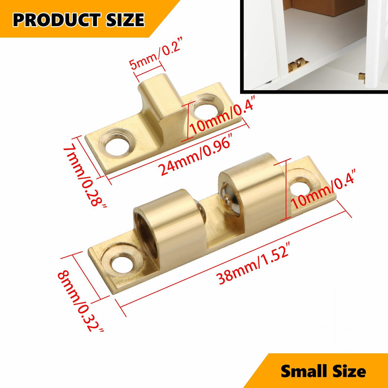 Alise Double Ball Tension Roller Catch Latch for Cabinet,Closet & Furniture Doors,40mm Solid Brass Adjustable Door Catches Hardware,CA100-4P,Pack of 4 40mmX24mm Gold