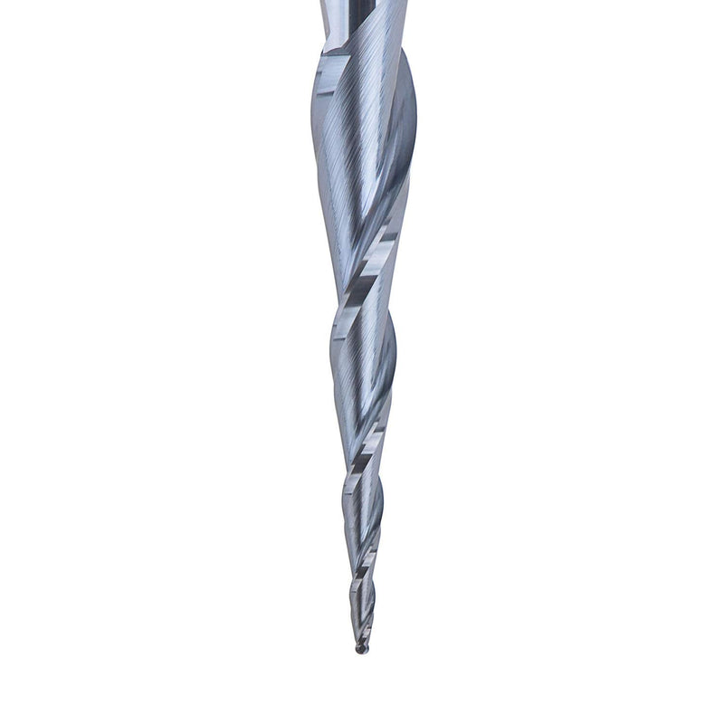 SpeTool Tapered Ball Nose Spiral Router Bit 1.0mm Tip Diameter (0.5mm Radius) 4.82 Deg for CNC Milling Engraver Carving Bits D=1.0MM