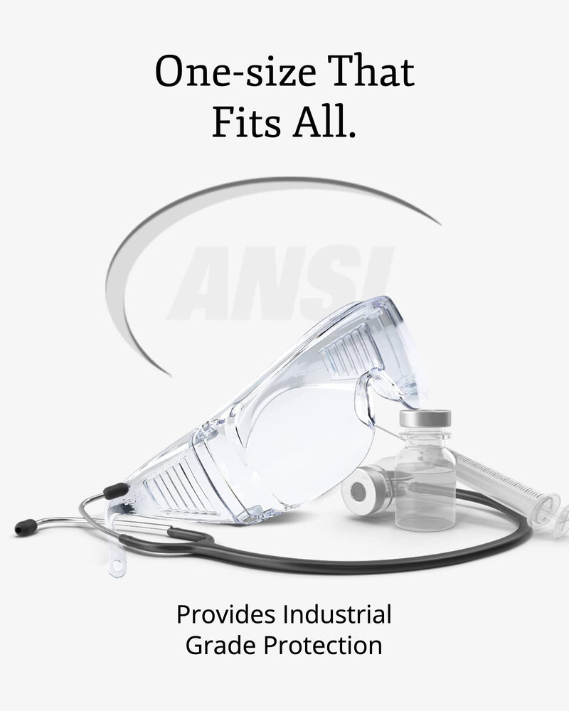 Aqulius Over Glasses Safety Glasses & Safety Goggles - 12-Pack, Clear Polycarbonate - Anti-Fog & Scratch-Resistant Bulk Eye Protection for Sanding & Shooting - ANSI Z87+ Rated Side Shields