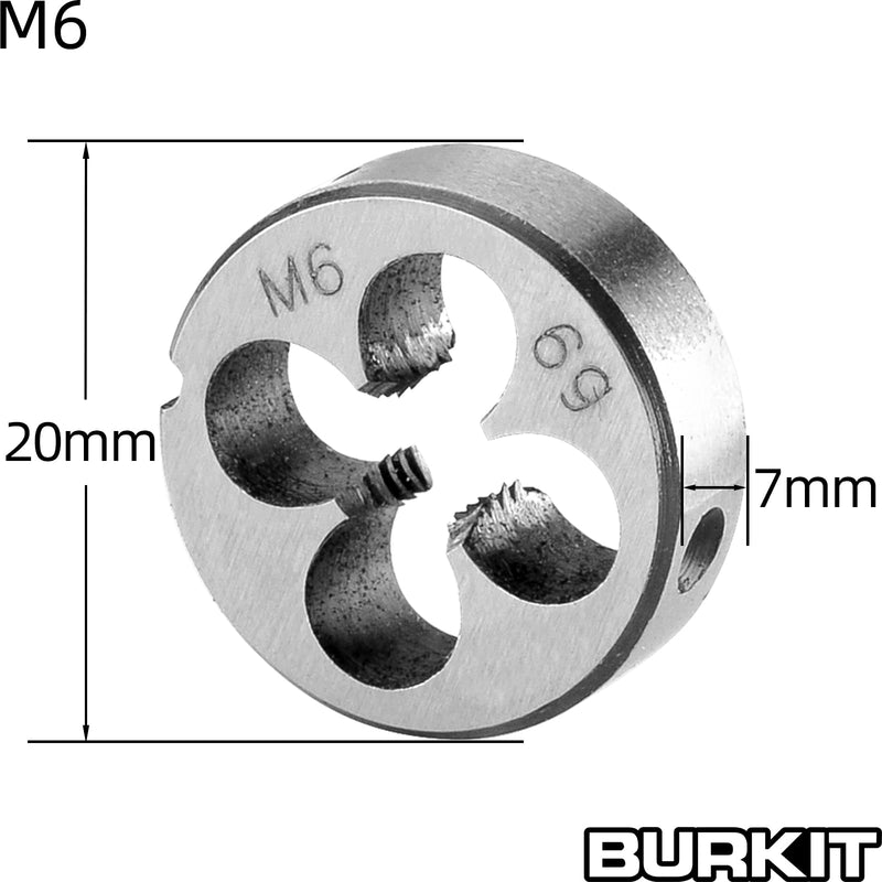 Burkit M6 X 1 Tap and Die Set, M6 x 1.0 Machine Thread Tap and Round Die Right Hand M6x1 - NewNest Australia