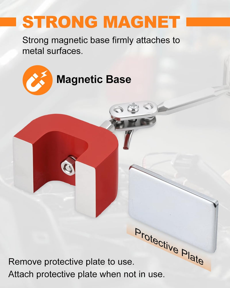 Welding Inspection Mirrors with Magnetic Base Adjustable Arm Machine Tool | for Auto Mechanics Machinists Craftsmen Technicians Use in Confined Spaces