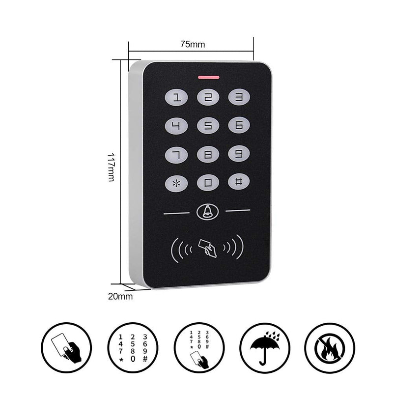 HFeng Cheap Access Control System Kit Set RFID Access Control Keypad Controller + 180KG/350lbs Electric Magnetic Lock + Power Supply + 10pcs RFID Keychains Cards for Door Entry System