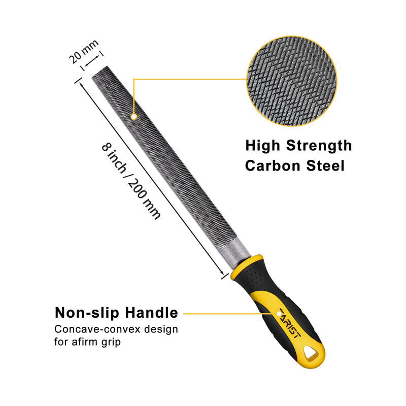 8 inch Half Round Metal File, Professional Carbon Steel file, Tool Sharpener for Professionals and DIY 8 inch