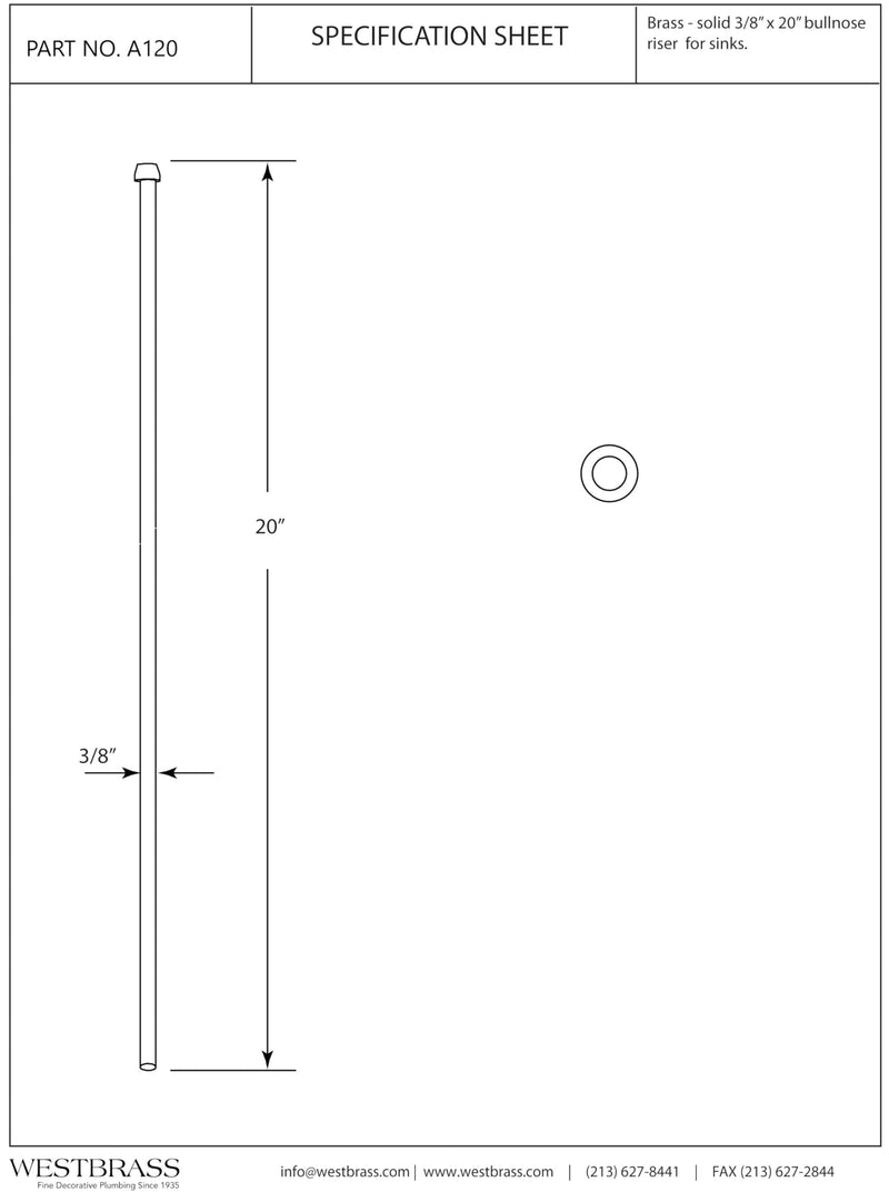 Westbrass A120-2-62 3/8" x 20" Bullnose Faucet Supply Riser Line, Matte Black (2-Pack) 2 Pack