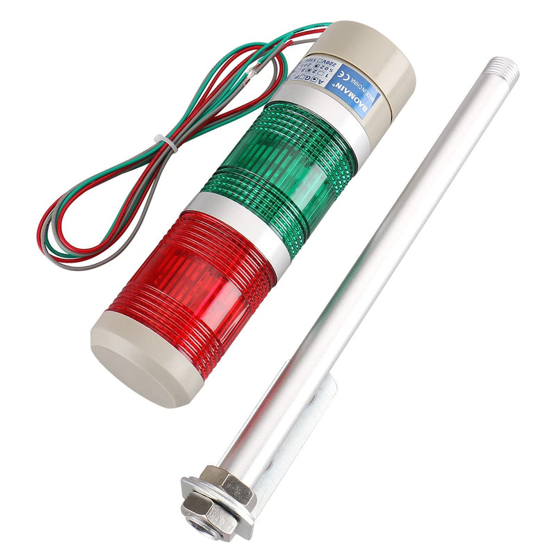Baomain Industrial Signal Light Column LED Round Tower Light Indicator Continuous Light Warning Light Red Green AC 110V LTA-502T