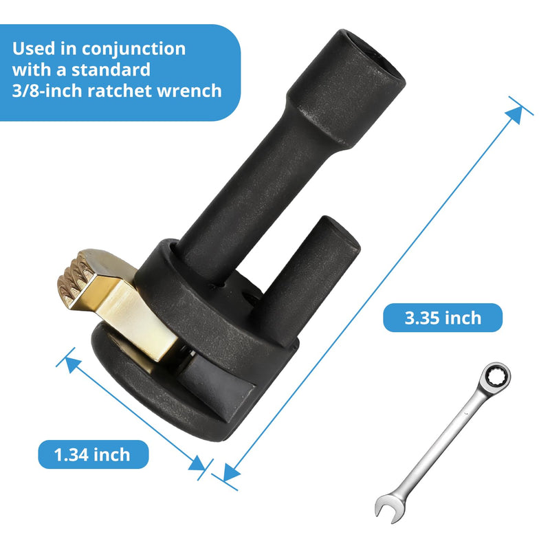 Tub Drain Removal Tool, 3/8 in Ratchet Drive, Gold | Heat-treated steel body supports stable torque for stubborn bathtub, sink, and floor drain work.