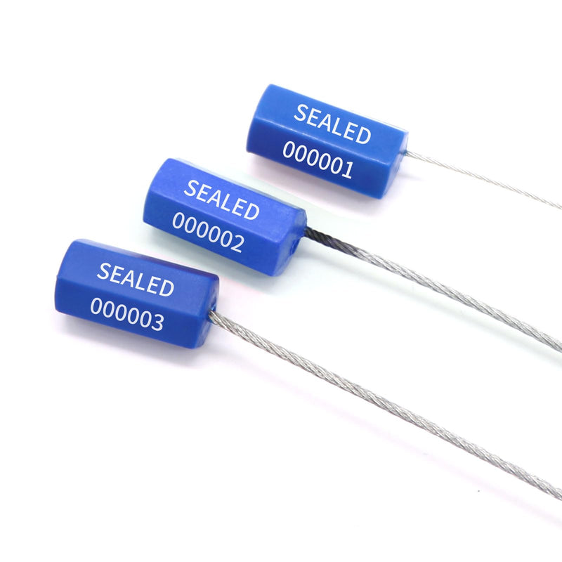 1.8mm 50PC Metal Tamper Seal Security Seal Cable Seal for Trailer Truck Container Shipping Seals, Numbered, Pull Tight Steel Wire Seals, 12 Inches, Blue 50 PCs