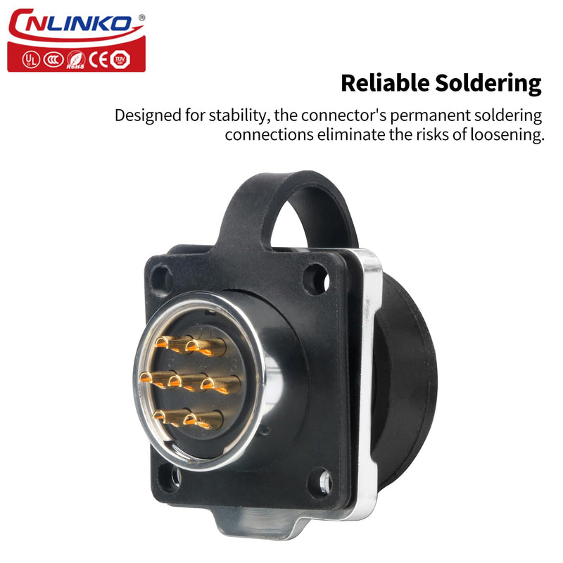 CNLINKO M20 Waterproof Connector，DH Series 20 2/3/4/5/7/9/12 Pin Bayonet Connecting Type Metal Shell Soldering Male Plug Female Socket IP68 Connectors (7-Pin) 7 Pin 300V 10A