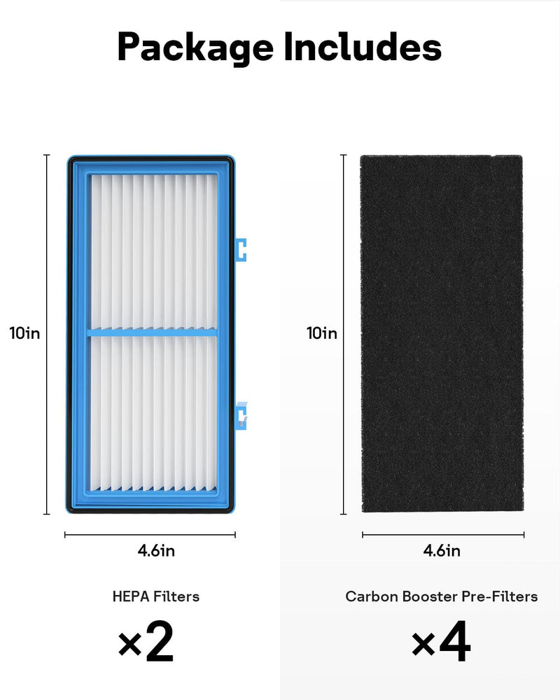 Aer1 Filter Replacement for Holmes Air Purifiers, 2 True HEPA Filters + 4 Carbon Booster Filters, HAPF30AT Blue