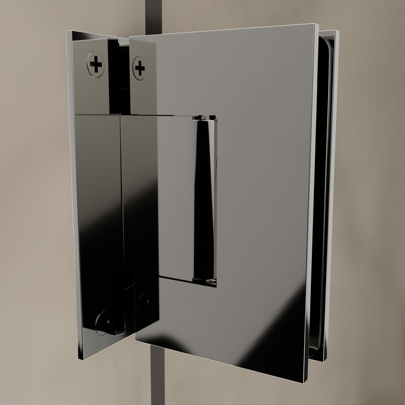 Brixwell V537PN Wall Mount Full Back Plate Hinge 4" Height for 3/8" to 1/2" Monolithic Tempered Glass 5 Degree Preset Yes Polished Nickel Finish