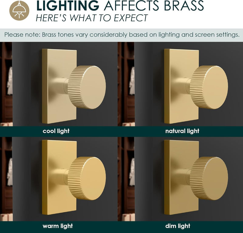 Mega Handles Ribba Passage Door Knob Gold (1-Pack) - Hallway No Lock Satin Brass 1